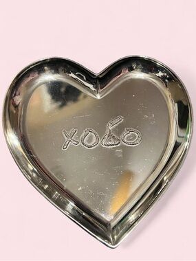 Heart Shaped Trinket Dish - Silver "xoxo"